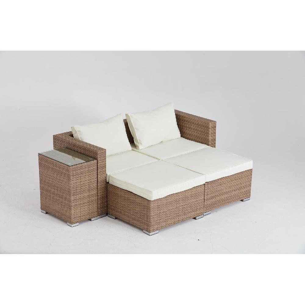 Conjunto De Jardín 4 Plazas De Resina Natural Y Crudo MOANA