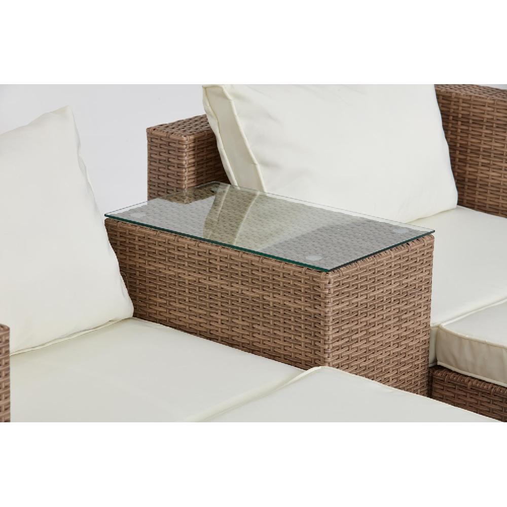 Conjunto De Jardín 4 Plazas De Resina Natural Y Crudo MOANA