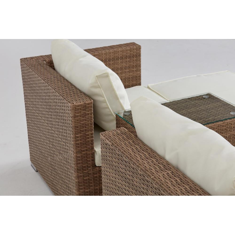 Conjunto De Jardín 4 Plazas De Resina Natural Y Crudo MOANA