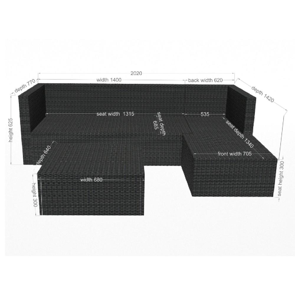 Conjunto De Jardín 4 Plazas De Resina Trenzada Gris/gris Claro LECCI