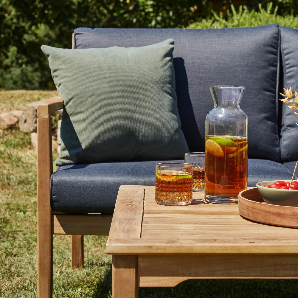 Conjunto De Jardín 5 Plazas Madera Clara Y Cuerda - Borgoña