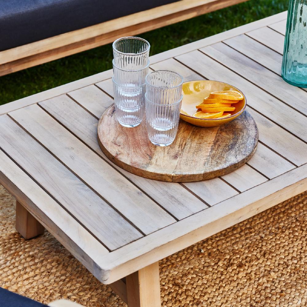 Conjunto De Jardín 8 Plazas Acacia Color Claro Y Cuerda Y Cojines Negro - Zanzíbar