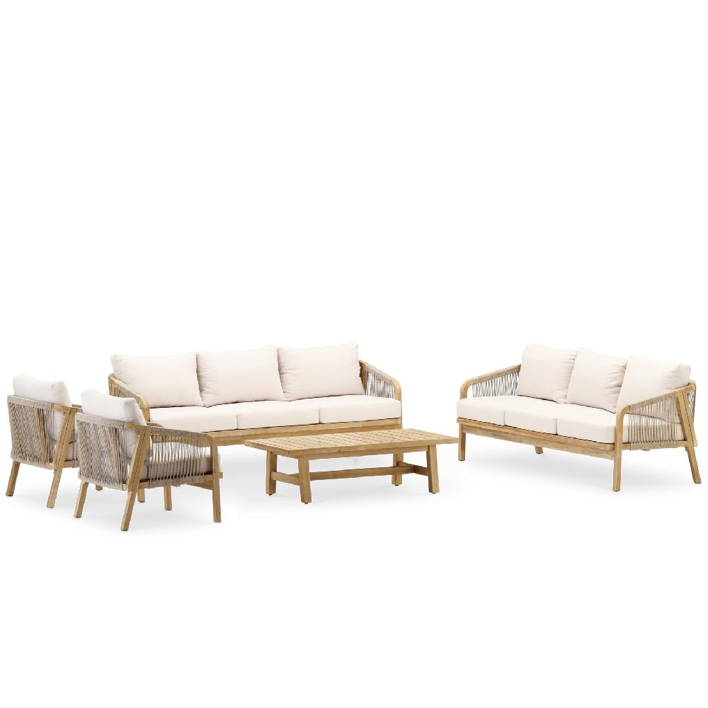 Conjunto De Jardín 8 Plazas Acacia Y Cuerda Color Claro - Siena