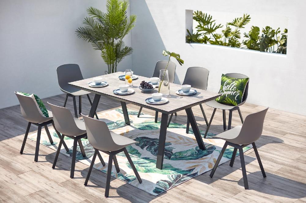 Conjunto de jardín 8 plazas de aluminio TEMARA