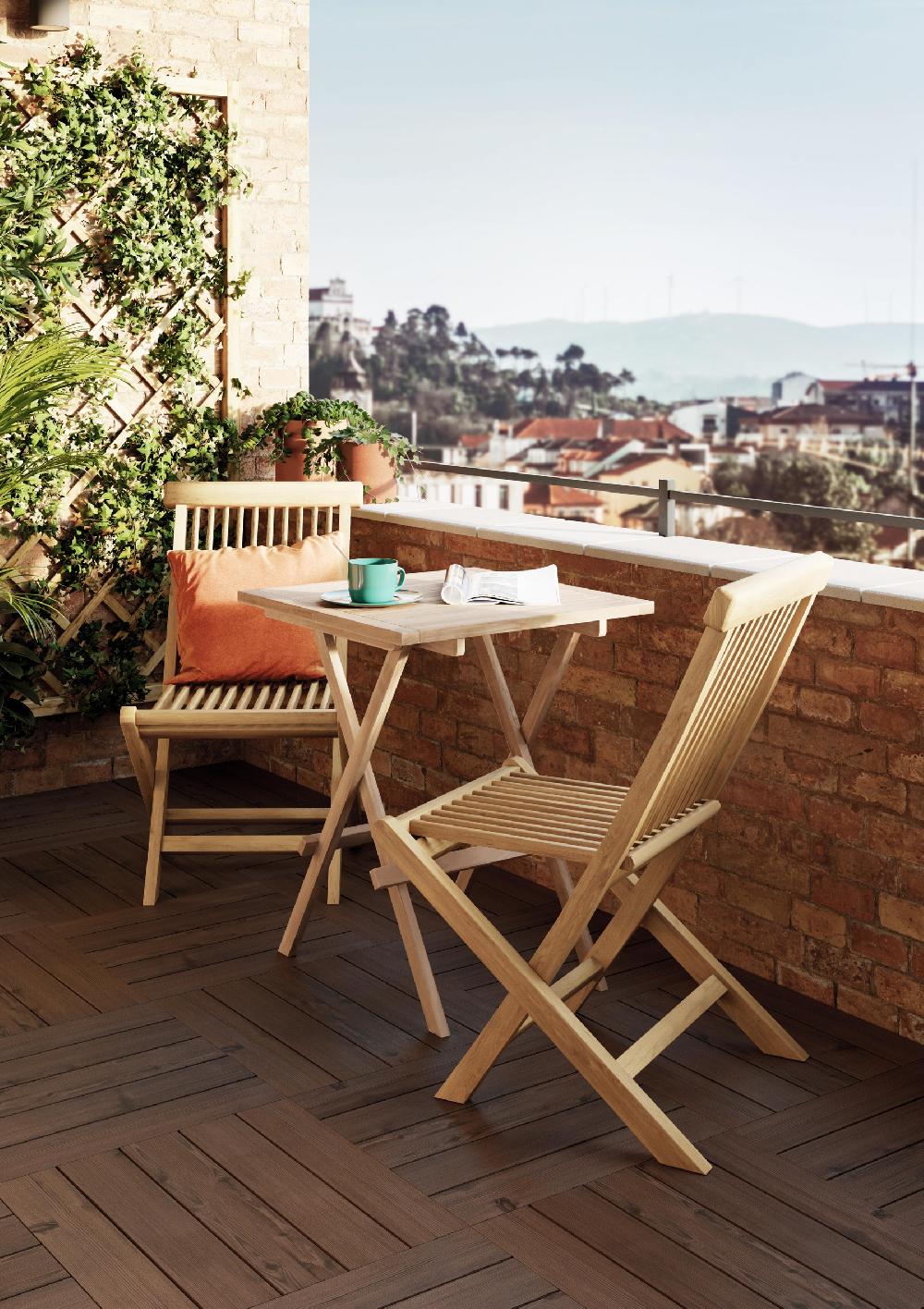 Conjunto de jardín Abelia de teca para 2 comensales