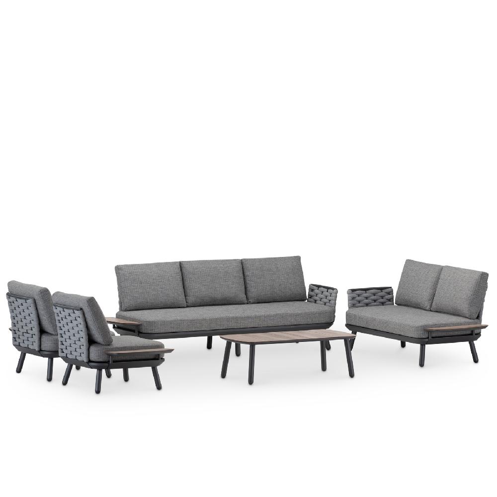 Conjunto de jardín antracita 7 plazas - Matilda