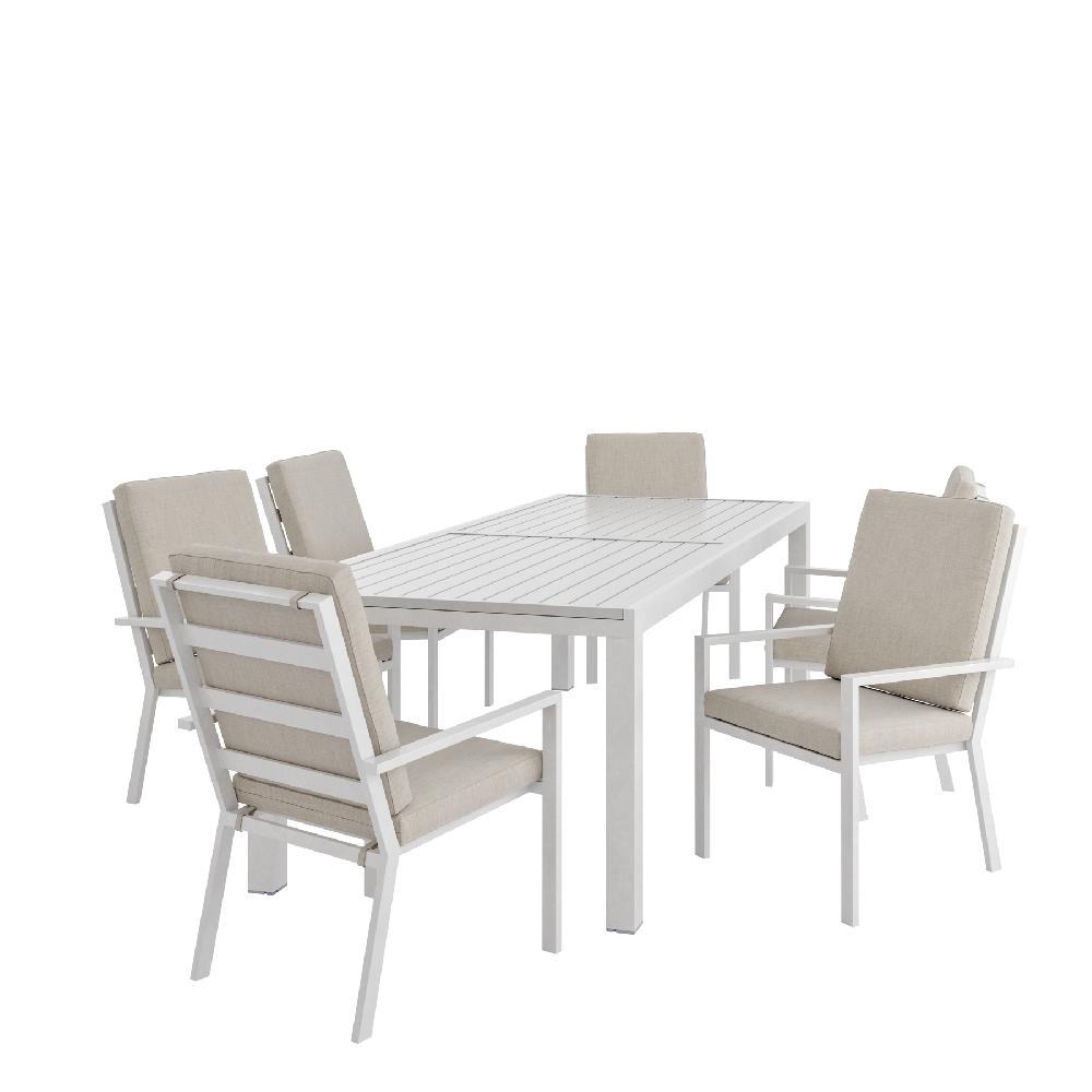 Conjunto De Jardín Athena/Las Vegas Extensible De Aluminio Blanco 6 Personas