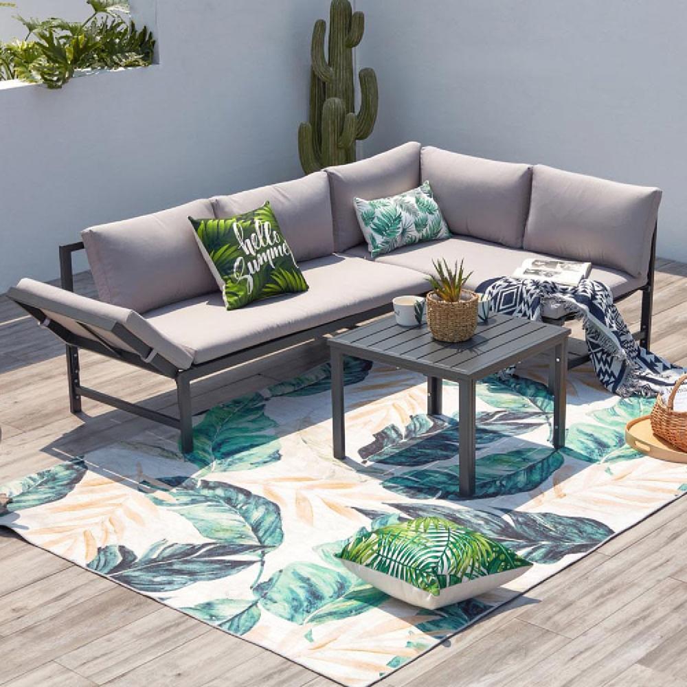 Conjunto De Jardín Bajo 4 Plazas Gris Claro KATEA