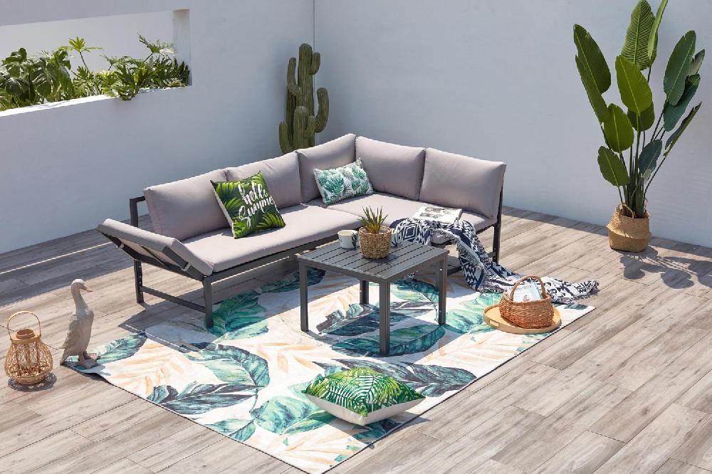 Conjunto De Jardín Bajo 4 Plazas Gris Claro KATEA