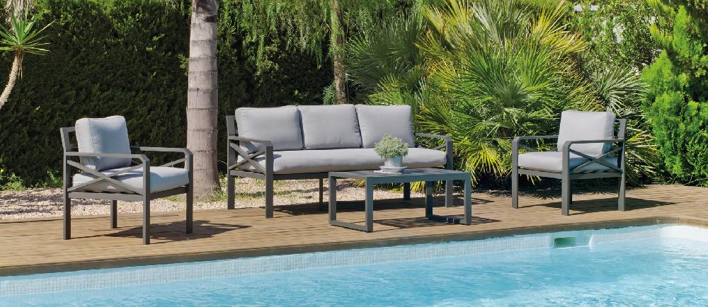 Conjunto de jardín BERSARI antracita de 5 plazas