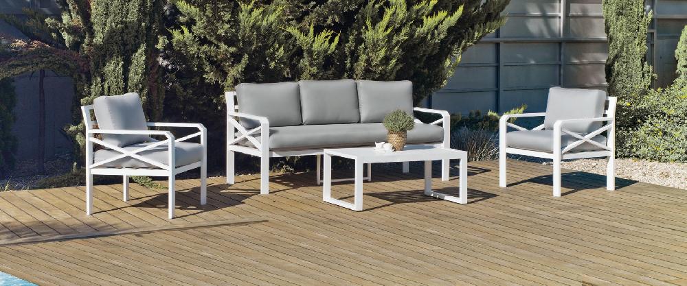 Conjunto De Jardín BERSARI Blanco De 5 Plazas