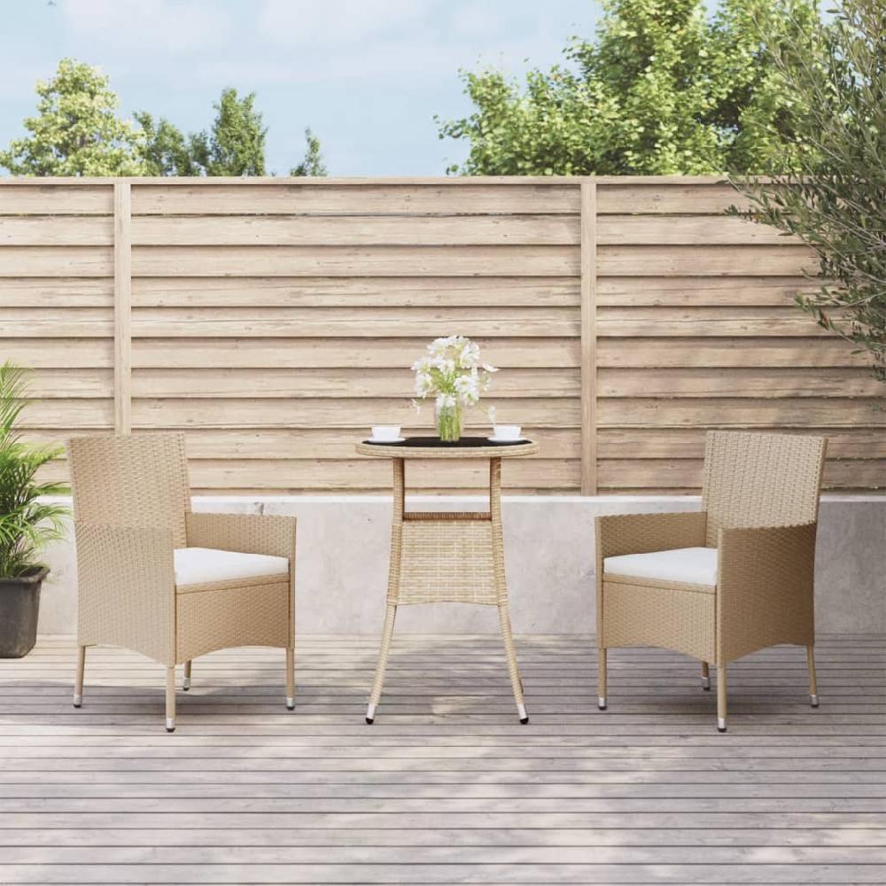 Conjunto De Jardín Bistro 3 Piezas Cojines De Polirratán Beige