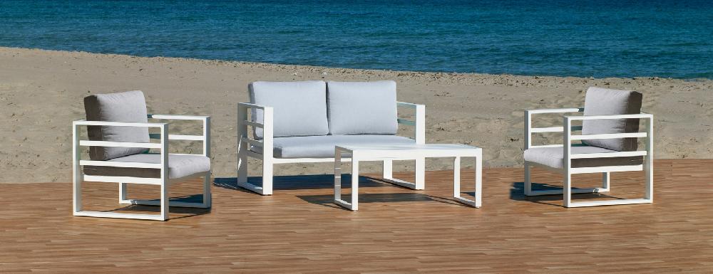 Conjunto De Jardín CAMBEL Blanco De 4 Plazas