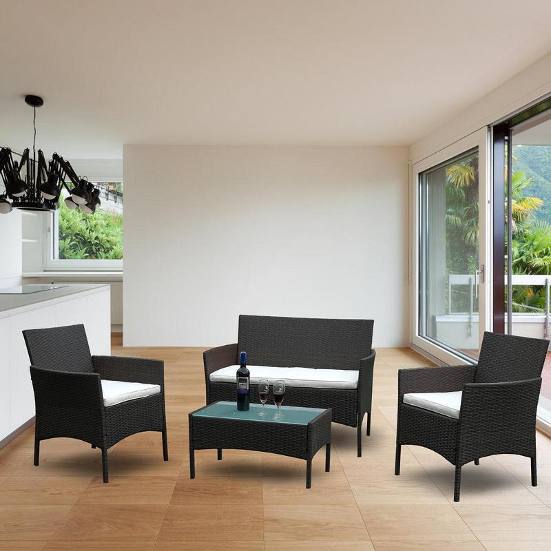 Conjunto de jardín Conjunto de jardín tejido a mano Conjunto de sofás Salón de jardín Relax-Lounge marrón