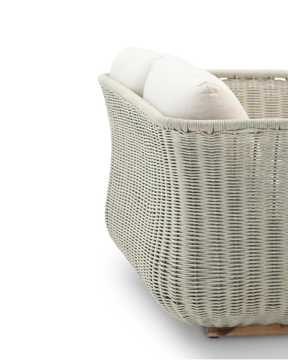 Conjunto De Jardín Corfu De Aluminio Y Cuerda Gris Para 5 Comensales