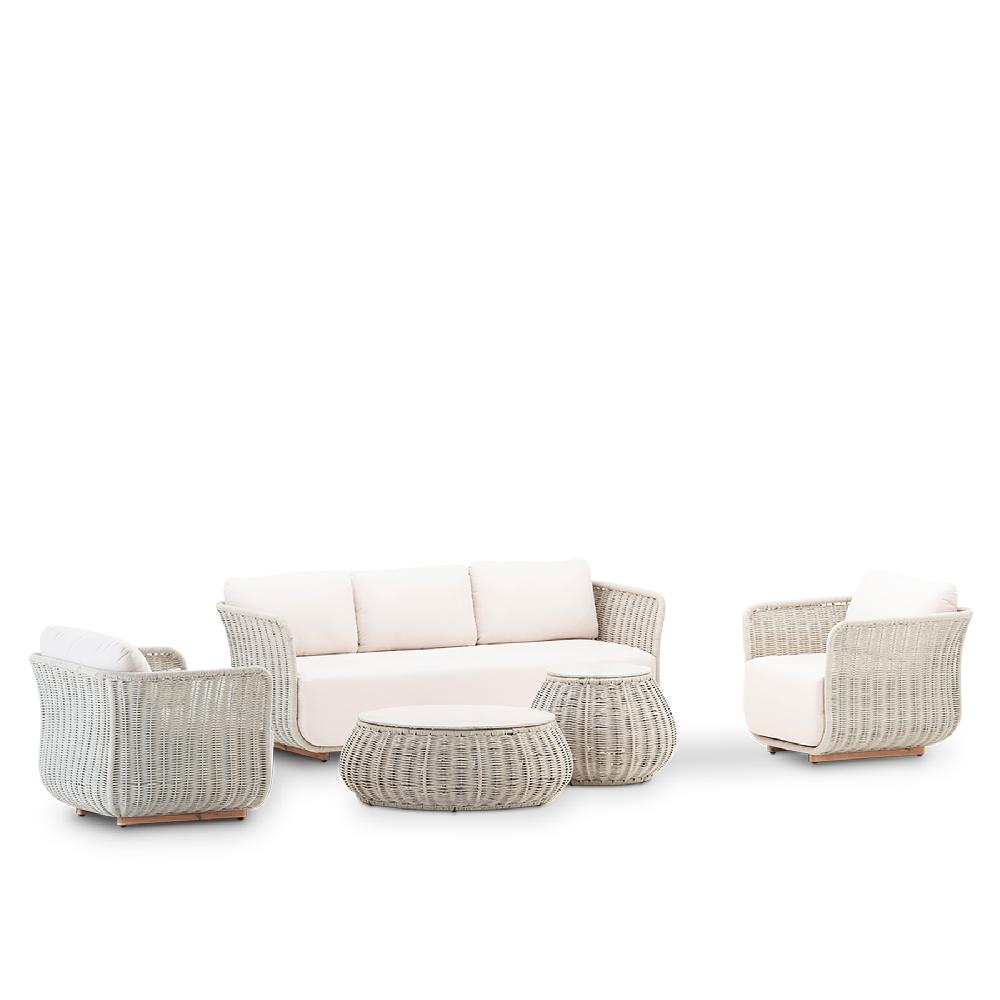 Conjunto de jardín Corfu de aluminio y cuerda gris para 5 comensales