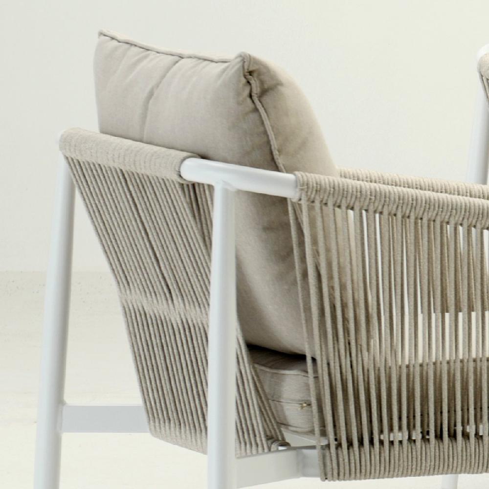 Conjunto De Jardín De 4 Plazas De Aluminio Y Cuerda Blanca - Salerno