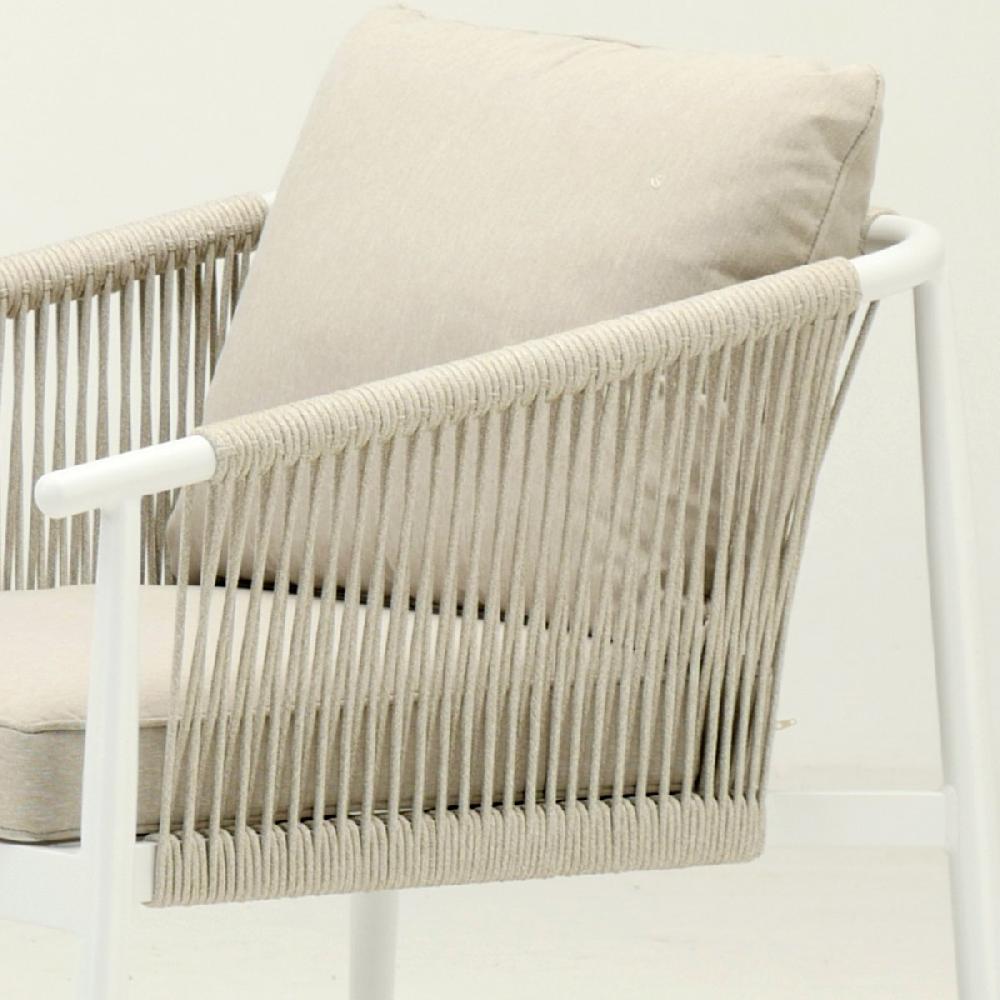 Conjunto De Jardín De 4 Plazas De Aluminio Y Cuerda Blanca - Salerno