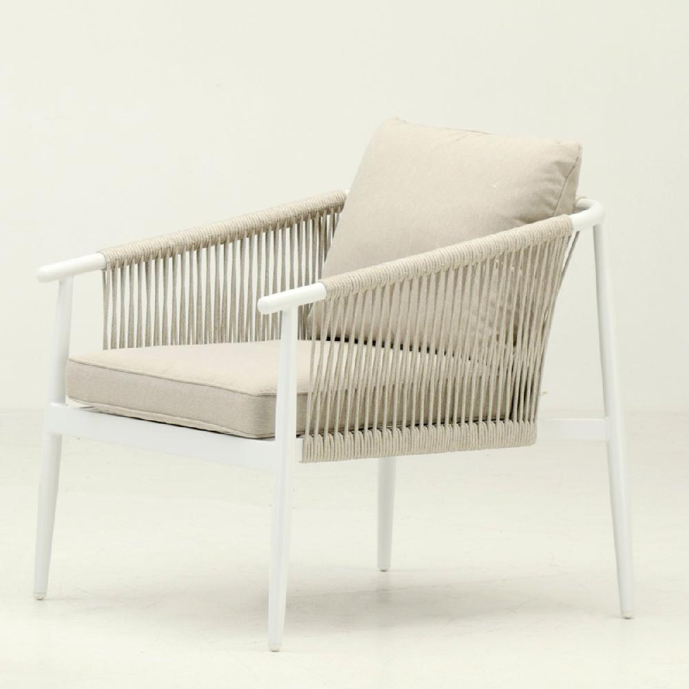 Conjunto De Jardín De 4 Plazas De Aluminio Y Cuerda Blanca - Salerno