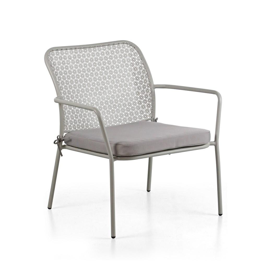 Conjunto De Jardín De Acero Con Cojines De Flores Grises - Daisy