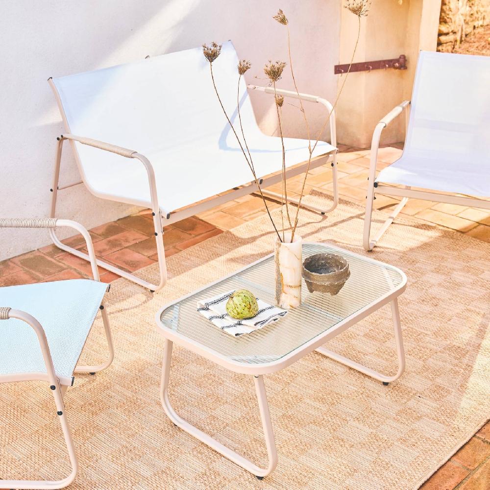 Conjunto De Jardín De Aluminio 4 Plazas Noto Blanco 78x122x39 Cm