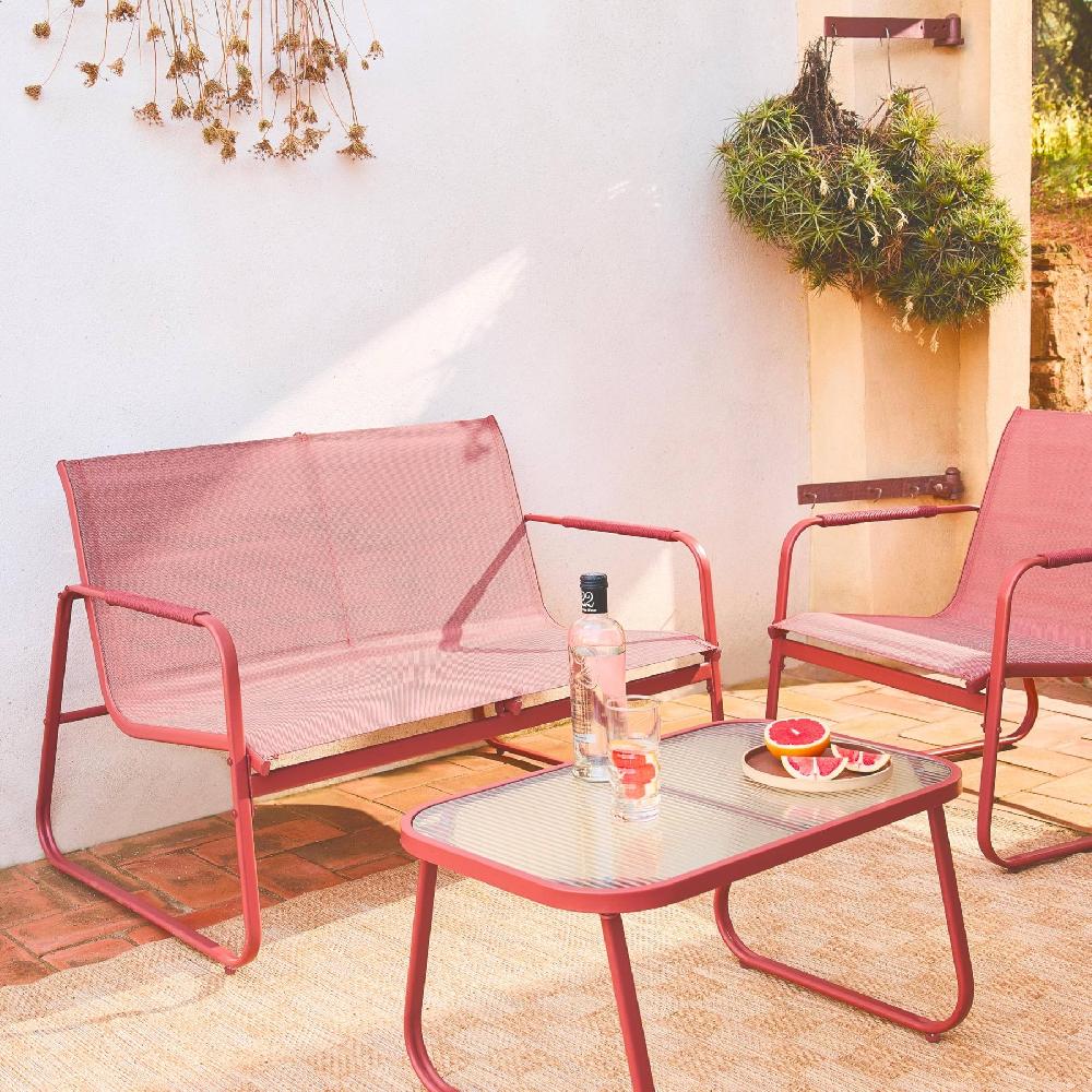 Conjunto De Jardín De Aluminio 4 Plazas Noto Terra Cotta 78x122x39 Cm