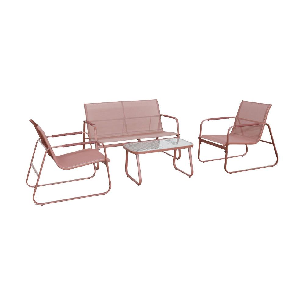 Conjunto de jardín de aluminio 4 plazas Noto Terra Cotta 78x122x39 cm