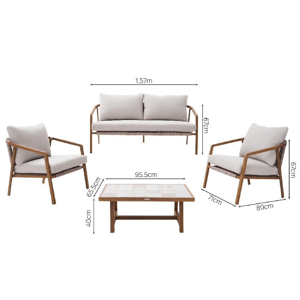 Conjunto De Jardín De Aluminio Para 4 Comensales