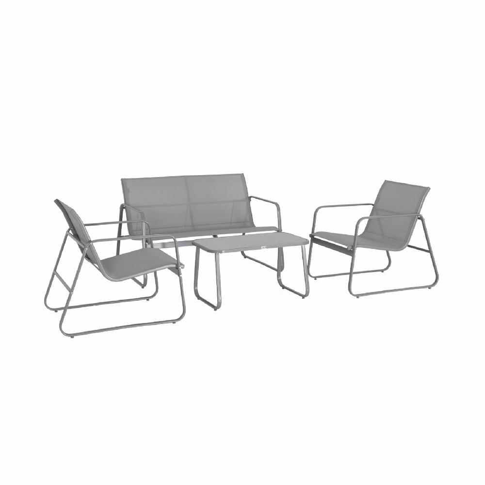 Conjunto de jardín de metal para 4 plazas Silvi Gris claro 77x114x76 cm
