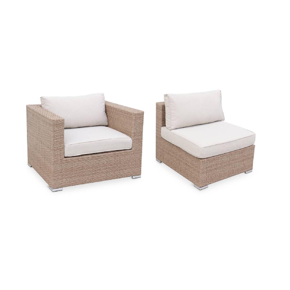 Conjunto De Jardín De Resina Trenzada De 5 Plazas Caligari Beige 234x82x67 Cm