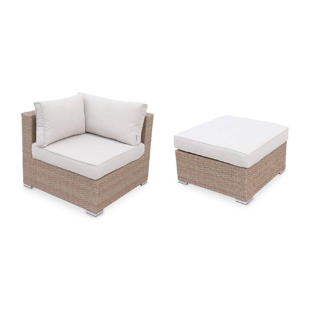 Conjunto De Jardín De Resina Trenzada De 5 Plazas Caligari Beige 234x82x67 Cm