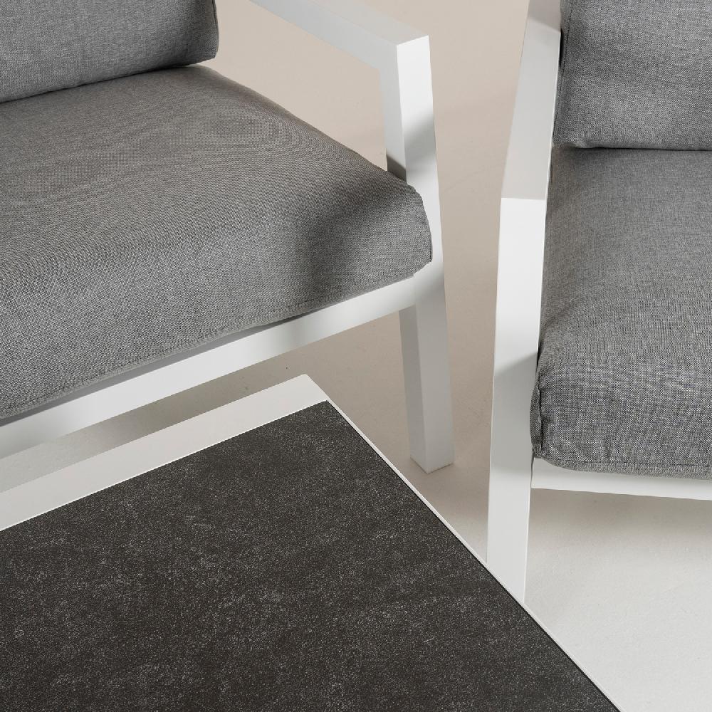 Conjunto De Jardín De Sofá De 3 Plazas 2 Sillones Y Mesita Blanco