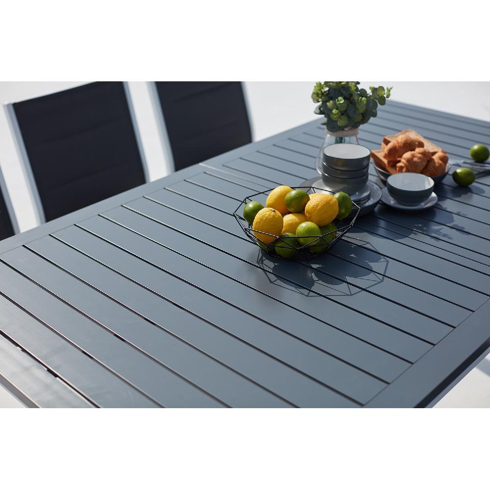 Conjunto De Jardín Extensible Aluminio + 10 Asientos Textileno Blanco AREZZO