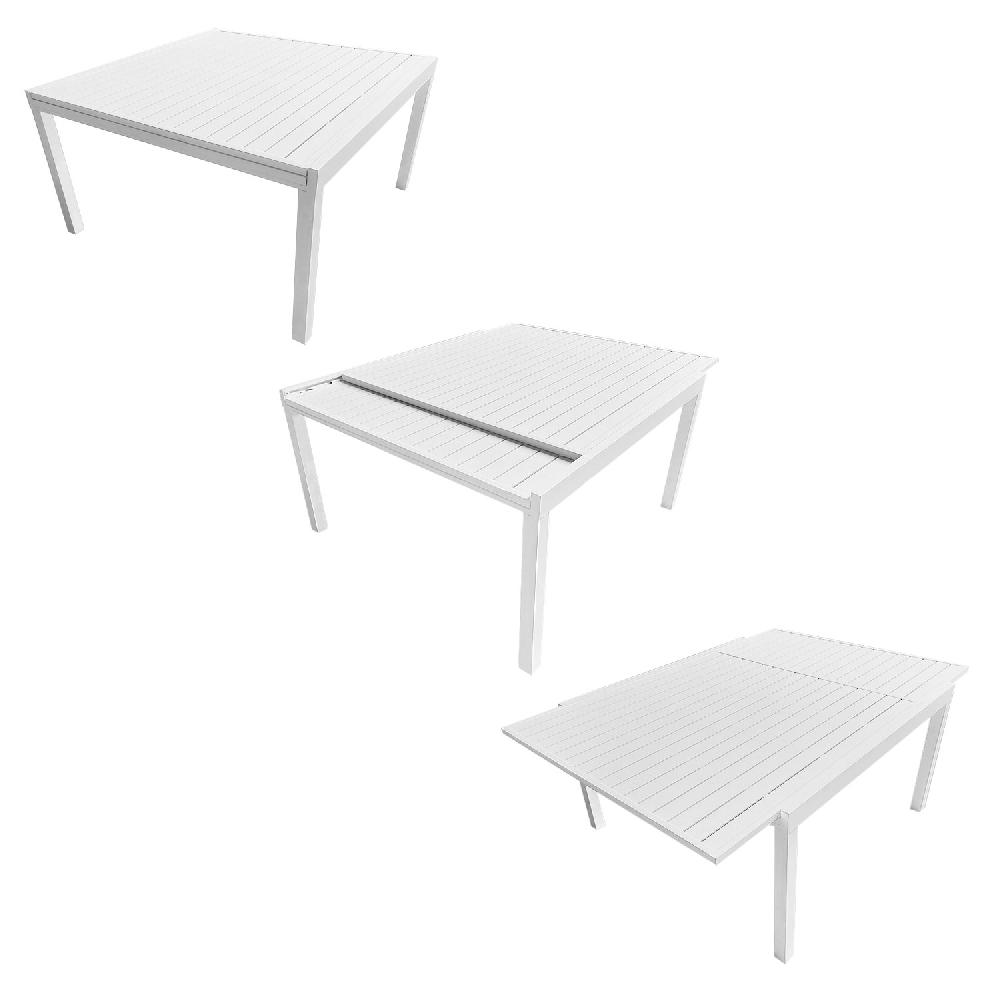 Conjunto De Jardín Extensible VENEZIA 140/200 En Textileno Gris 10 Plazas Aluminio Blanco