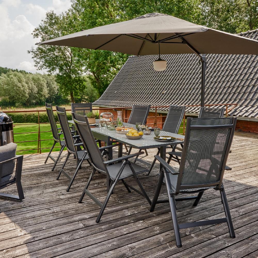 Conjunto de jardin Lyra II de aluminio antracita para 8 comensales