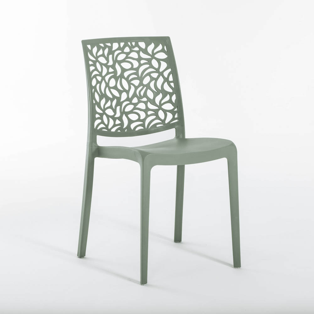 Conjunto De Jardín Mesa Thomas Antracita En Acero Y Polietileno + 6 Sillas Anna En Polipropileno Verde Salvia