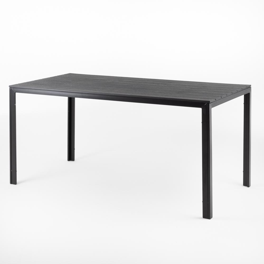 Conjunto De Jardín Mesa Thomas Antracita En Acero Y Polietileno + 6 Sillas Anna En Polipropileno Verde Salvia