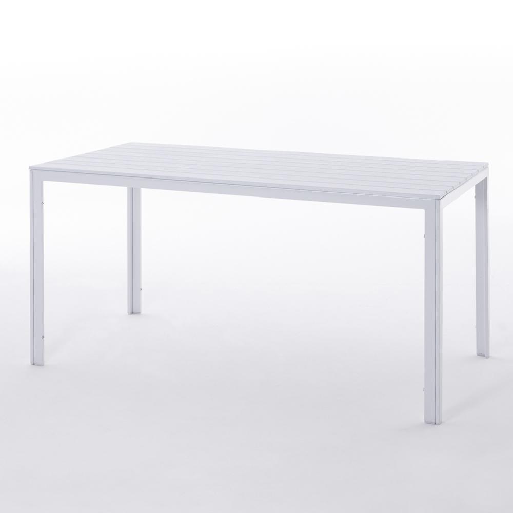 Conjunto De Jardín Mesa Thomas Blanca En Acero Y Polietileno + 6 Sillas Anna En Polipropileno Verde Oliva