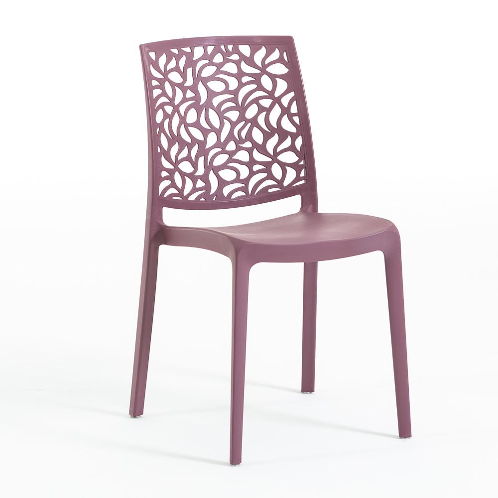 Conjunto De Jardín Mesa Thomas Blanca En Acero Y Polietileno + 6 Sillas Anna En Polipropileno Malva