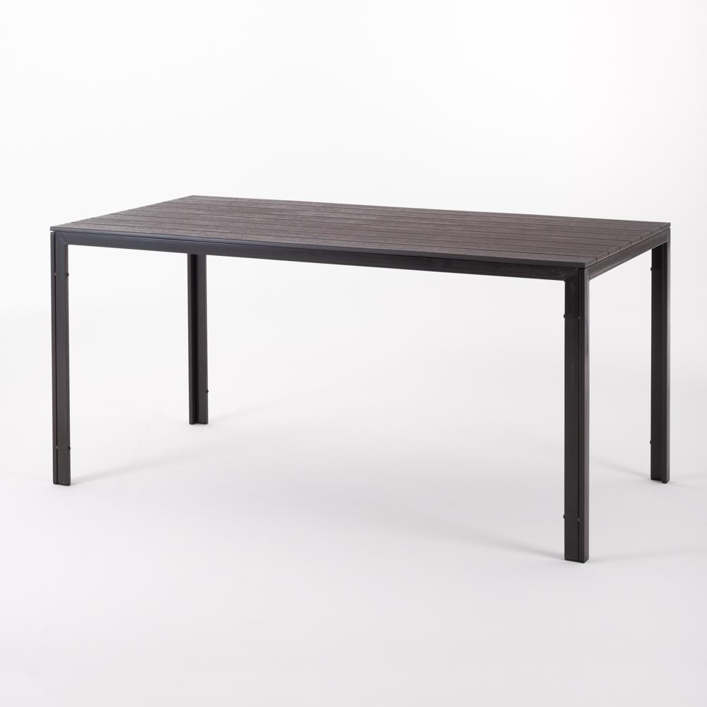 Conjunto De Jardín Mesa Thomas En Acero Y Polietileno + 6 Sillas Anita En Polipropileno Moca