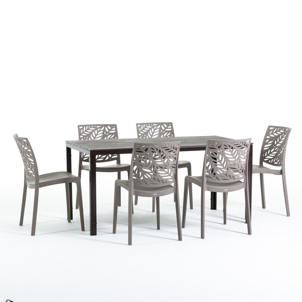 Conjunto De Jardín Mesa Thomas Moca + 6 Sillas Dafne Tórtola