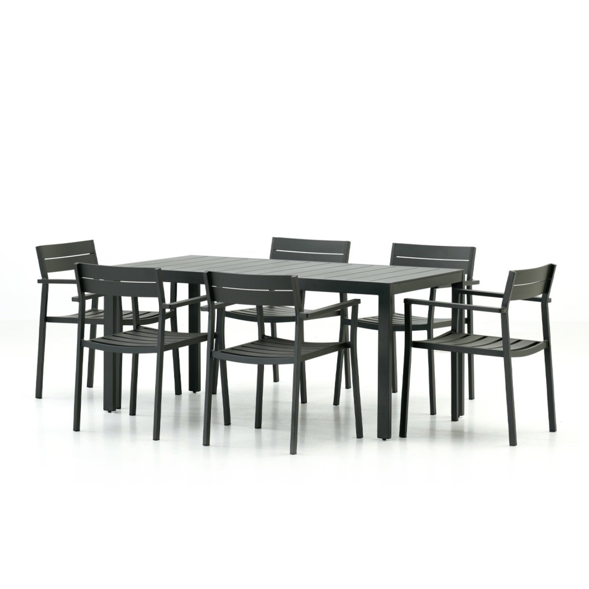Conjunto de jardín mesa y 6 sillas de aluminio antracita - Monza