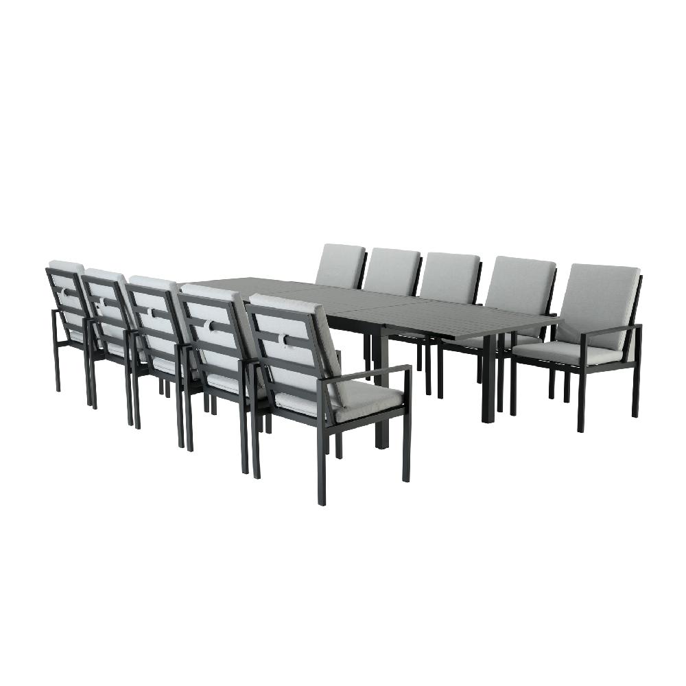 Conjunto De Jardín NATERIAL Athena Extensible De Aluminio Gris Para 10 Personas