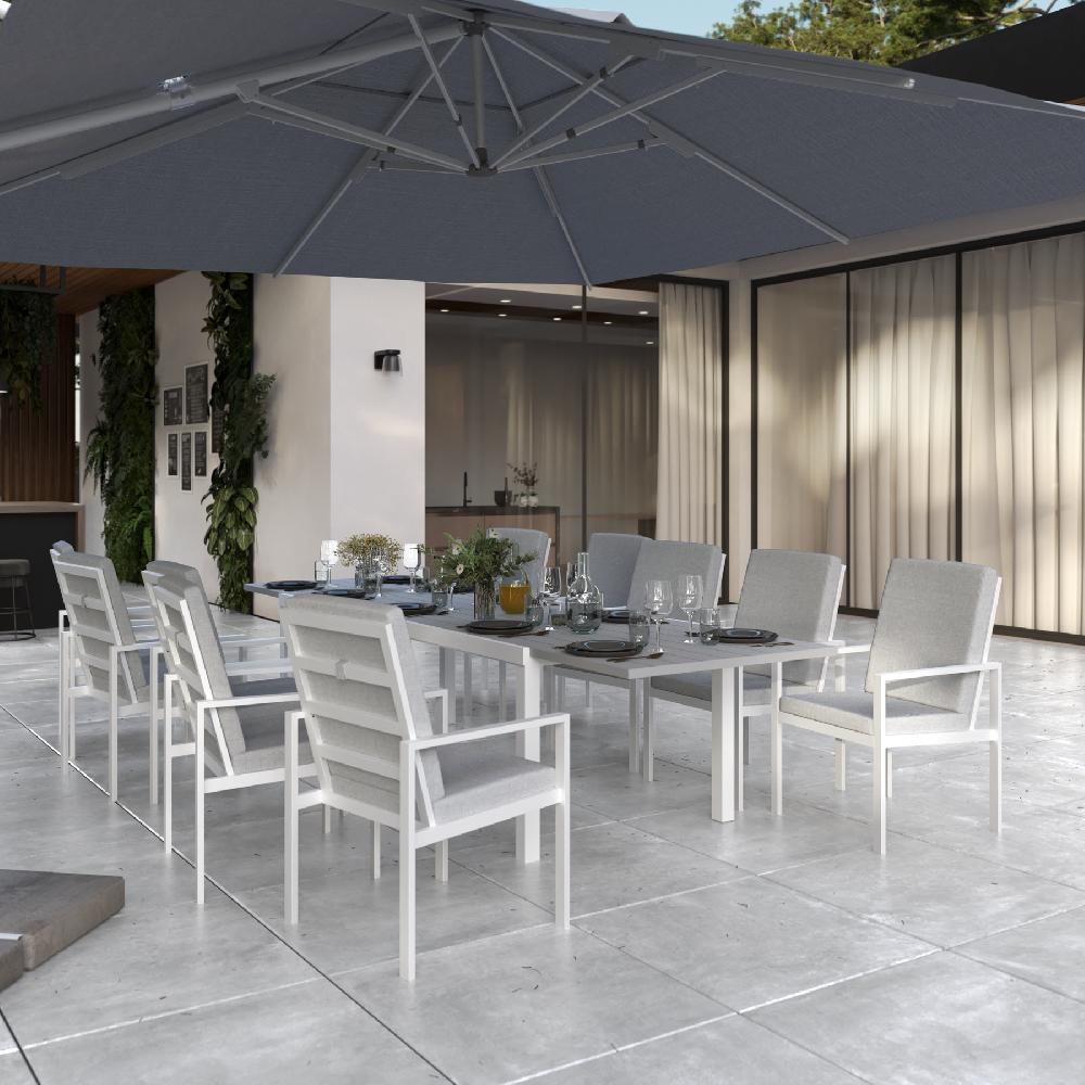Conjunto De Jardín NATERIAL Athena Extensible De Aluminio Blanco 10 Plazas