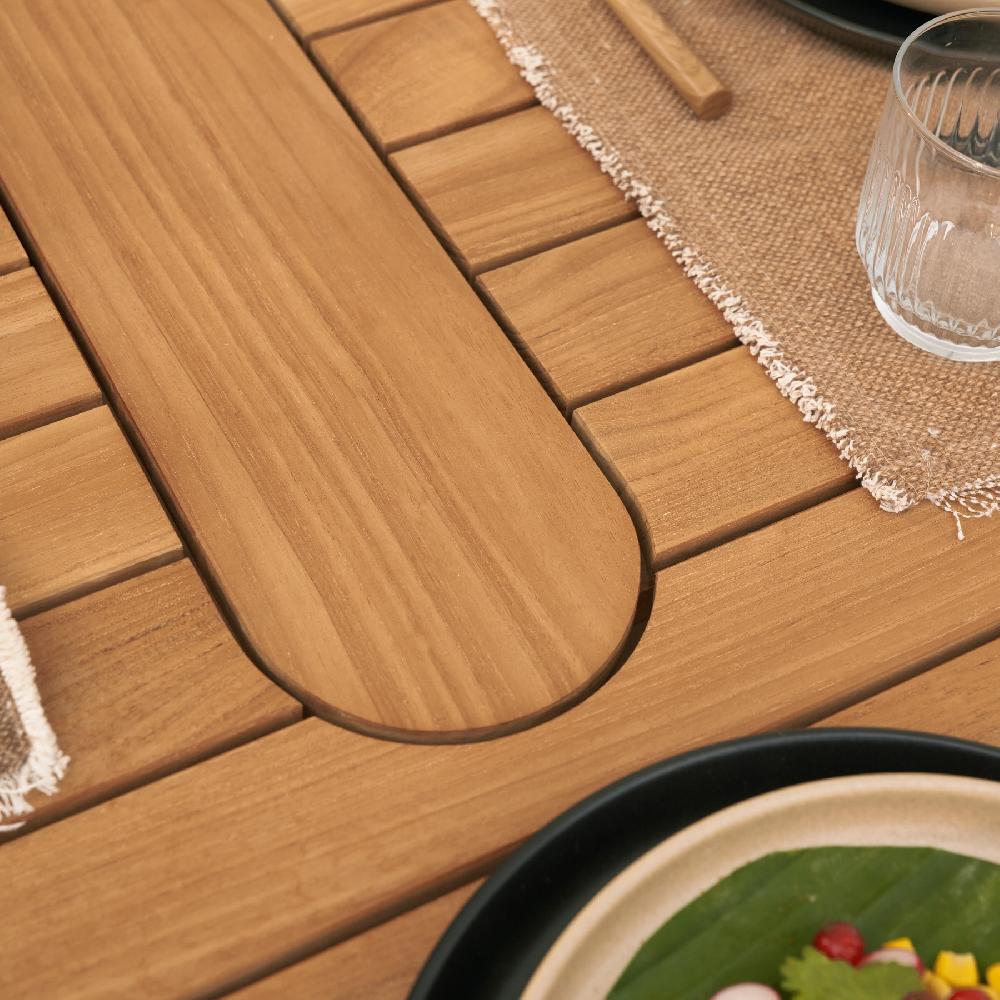 Conjunto De Jardín NATERIAL Aurora Extensible De Teca Para 6 Personas