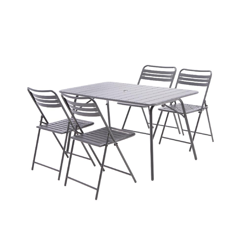 Conjunto De Jardín NATERIAL Café II De Acero Antracita Para 4 Personas