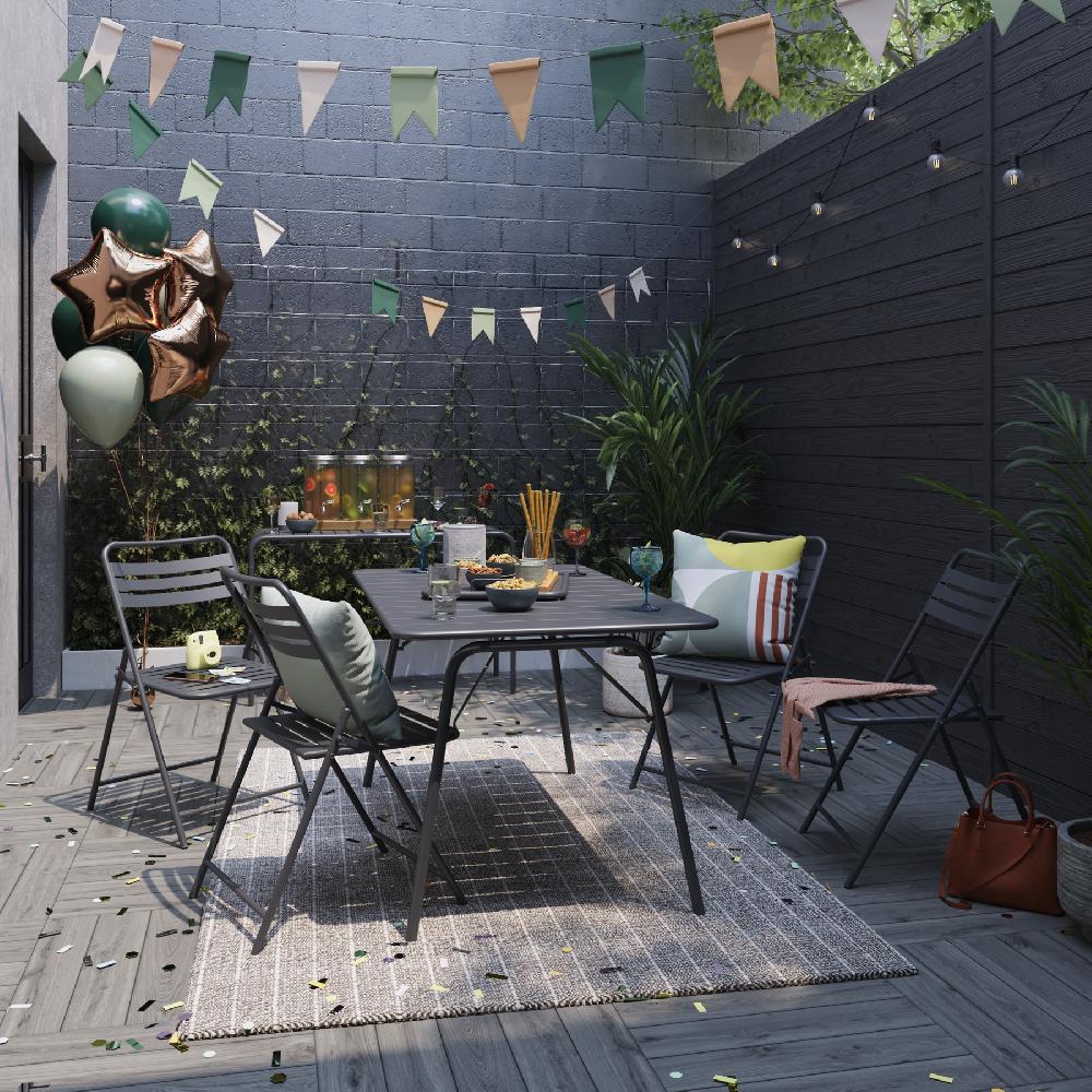 Conjunto de jardín NATERIAL Café II de acero antracita para 4 personas