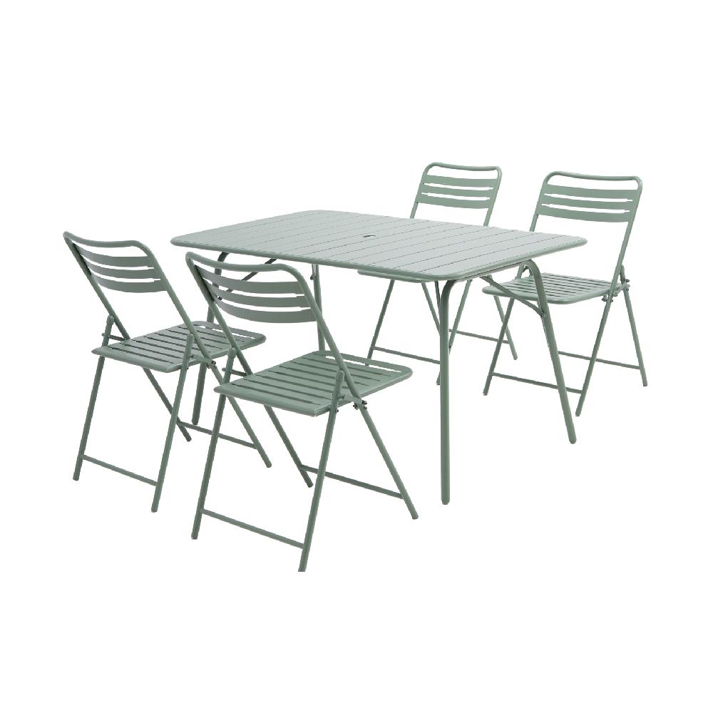 Conjunto De Jardín NATERIAL Café II De Acero Verde Para 4 Personas