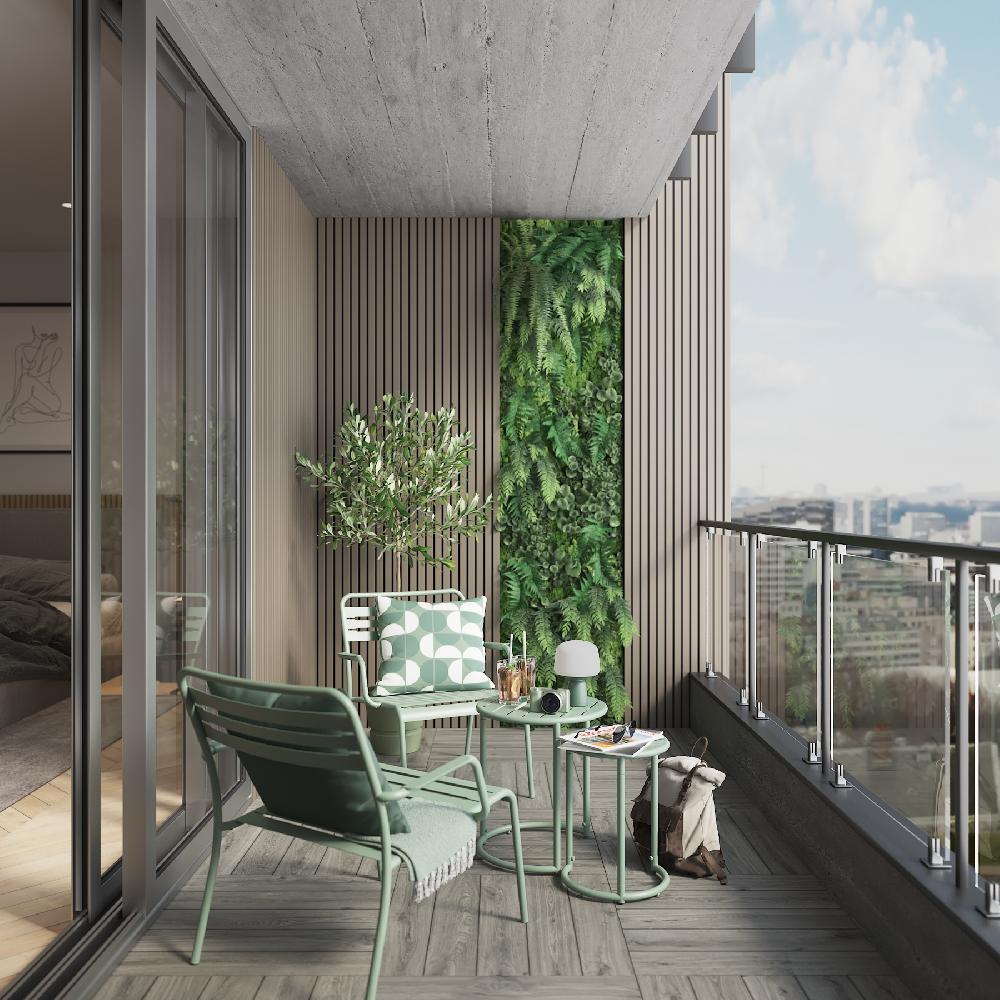 Conjunto de jardín NATERIAL Café II de acero verde para 2 personas