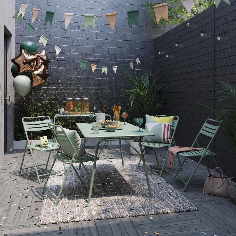 Conjunto De Jardín NATERIAL Café II De Acero Verde Para 4 Personas